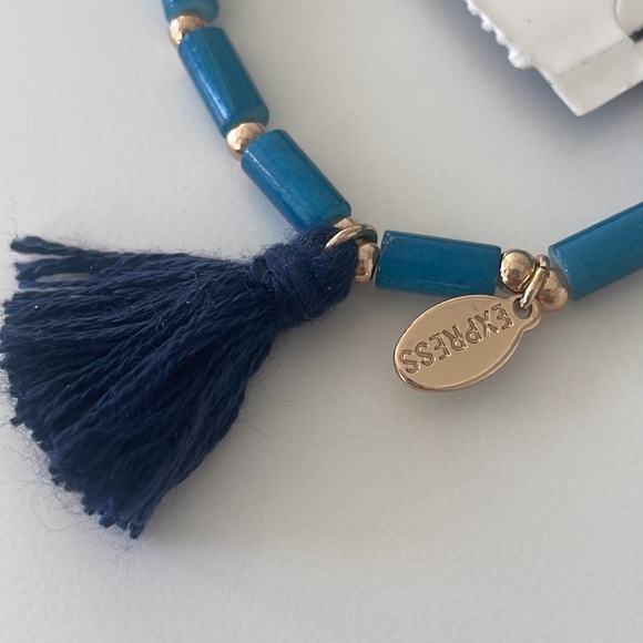 Express Blue & Gold Beaded Bracelet with Navy Tassel - Picture 5 of 6